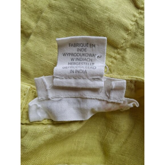 C&C California Linen Button Down Round Neck Blouse Womens Small Yellow - Picture 4 of 7